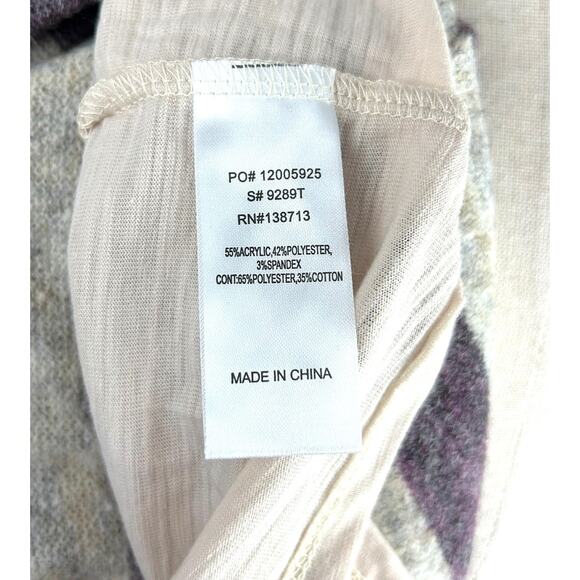 NEW Doe & Rae Lavender and Cream Striped Sweater Ruffle Hem Lace Neck Size M - Picture 3 of 6